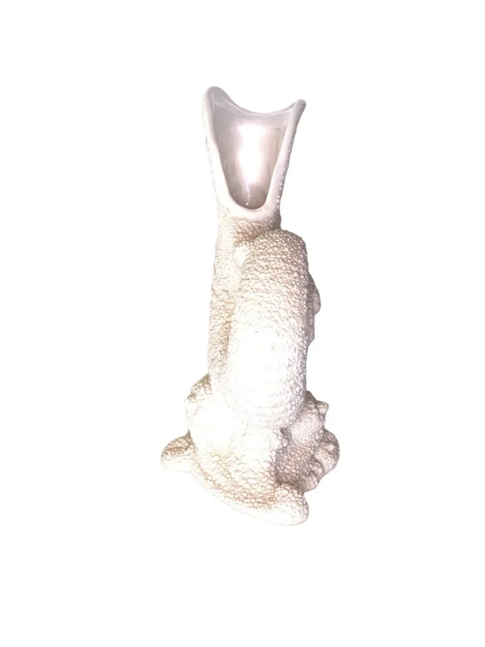 Vintage 1998 Royal Haeger Nautilus Shell Cornucopia Vase Texture Off White 235-4